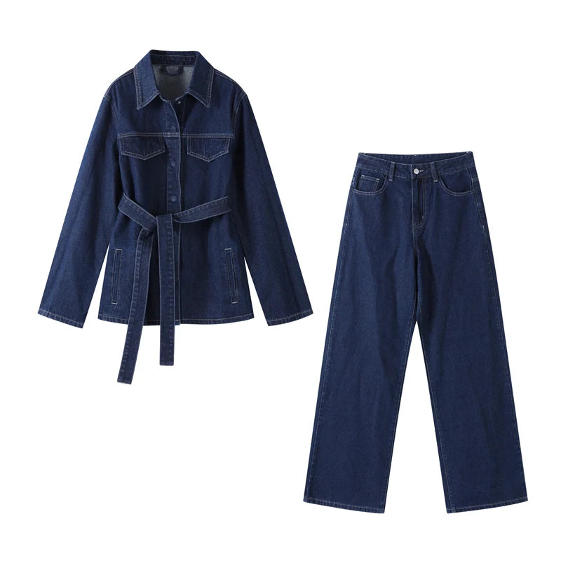 Clara Denim Set – Damen Zweiteiler Dunkelblau mit Jacke & Hose