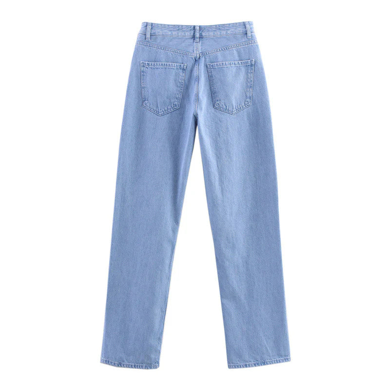 Zweiteiliges Damen Jeans Set – Farbblock Denim Jacke & Hose