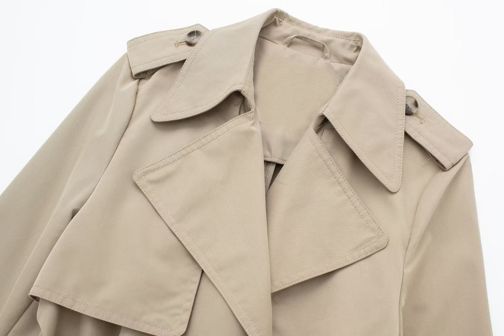 Beiger Damen Trenchcoat lang mit Gürtel – Klassischer Übergangsmantel