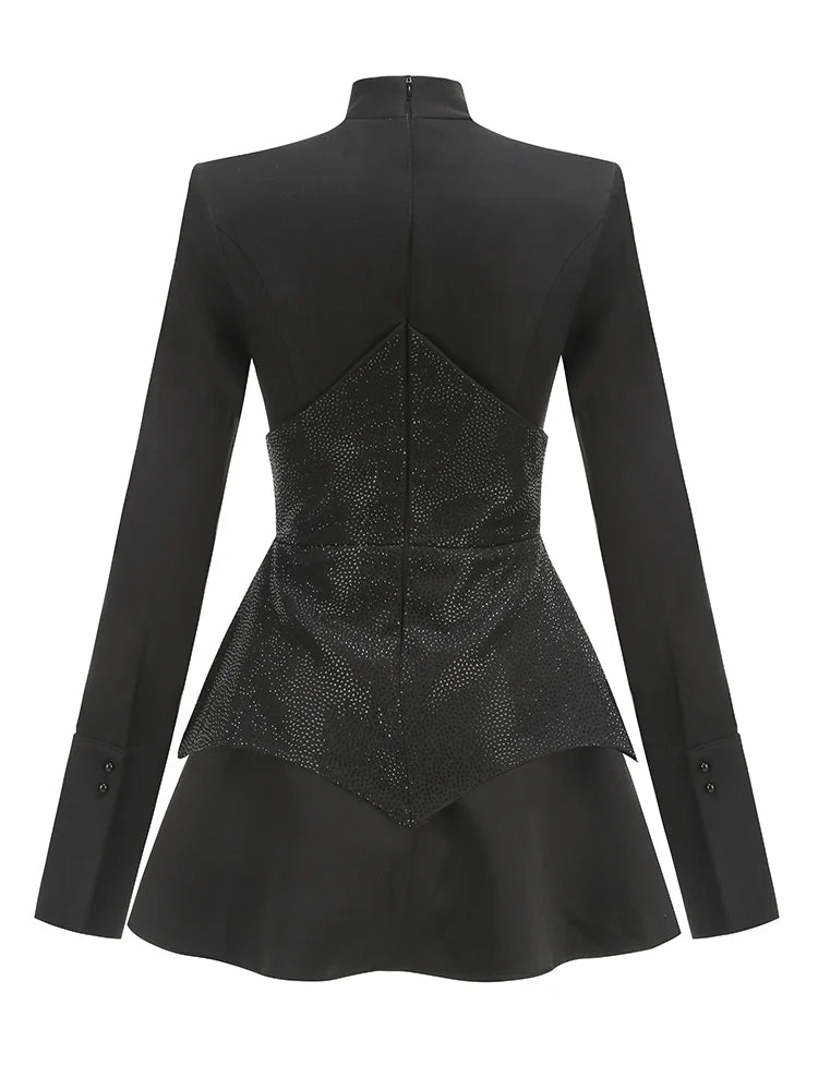 Noir Stella – Schwarzes Damen Kleid mit Diamant- & Kristall-Details