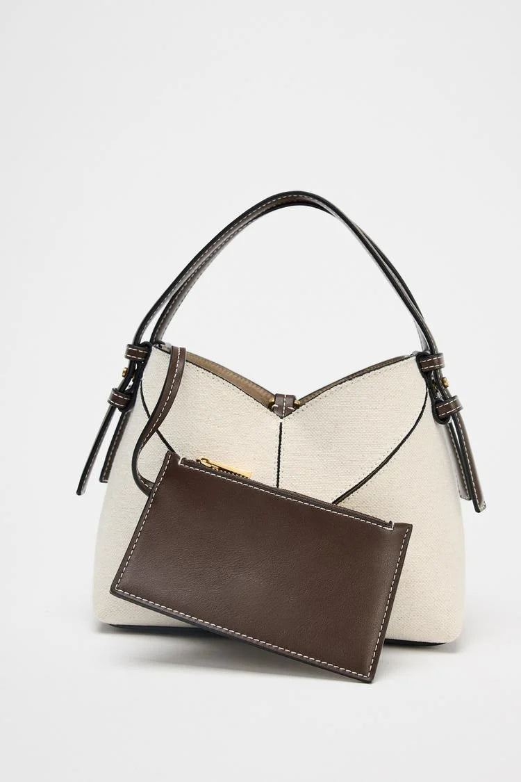 Isabelle – Canvas Handtasche Damen mit Lederdetails & Schulterriemen