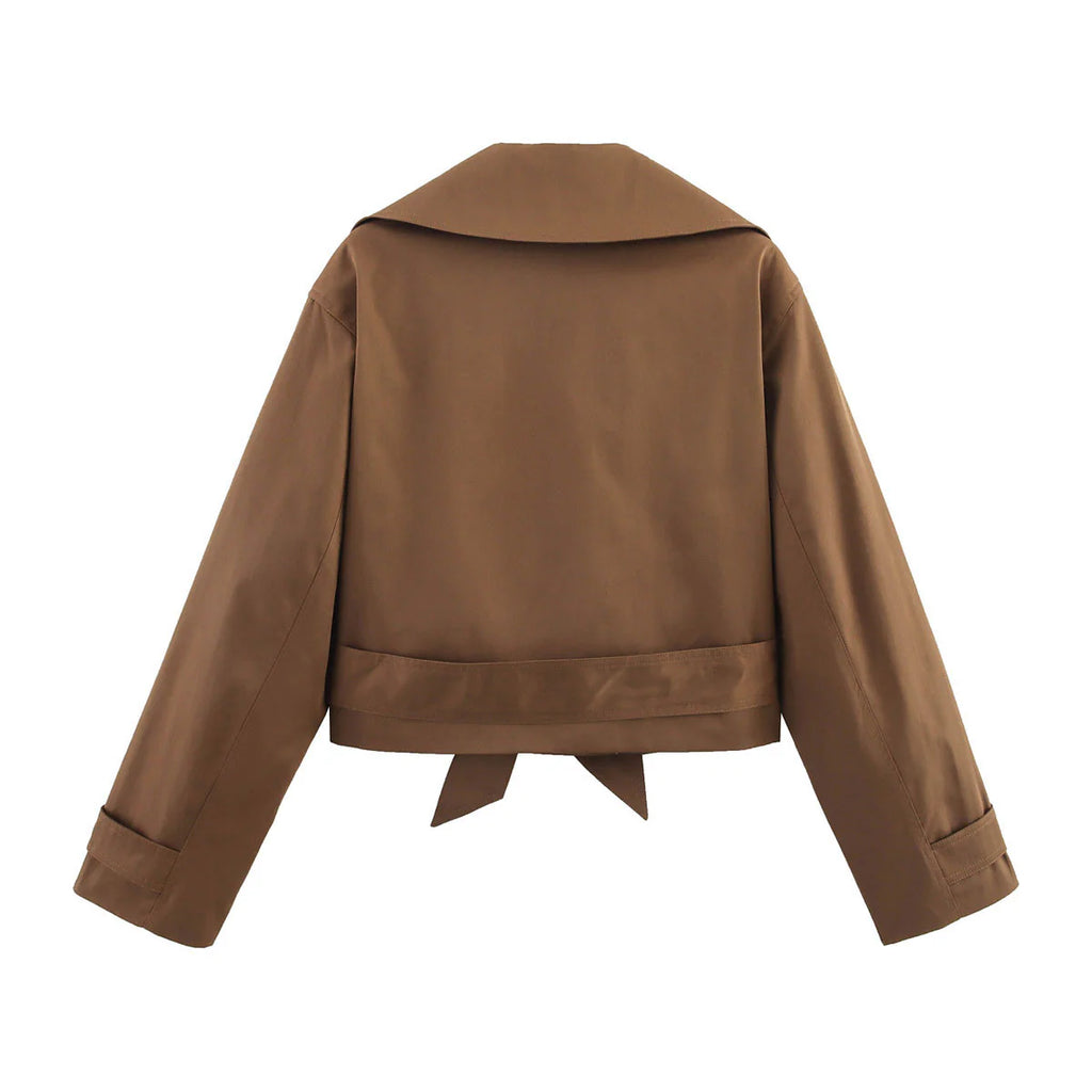 Élina – Damen Trenchjacke Kurz in Beige, Schwarz, Dunkelblau & Braun