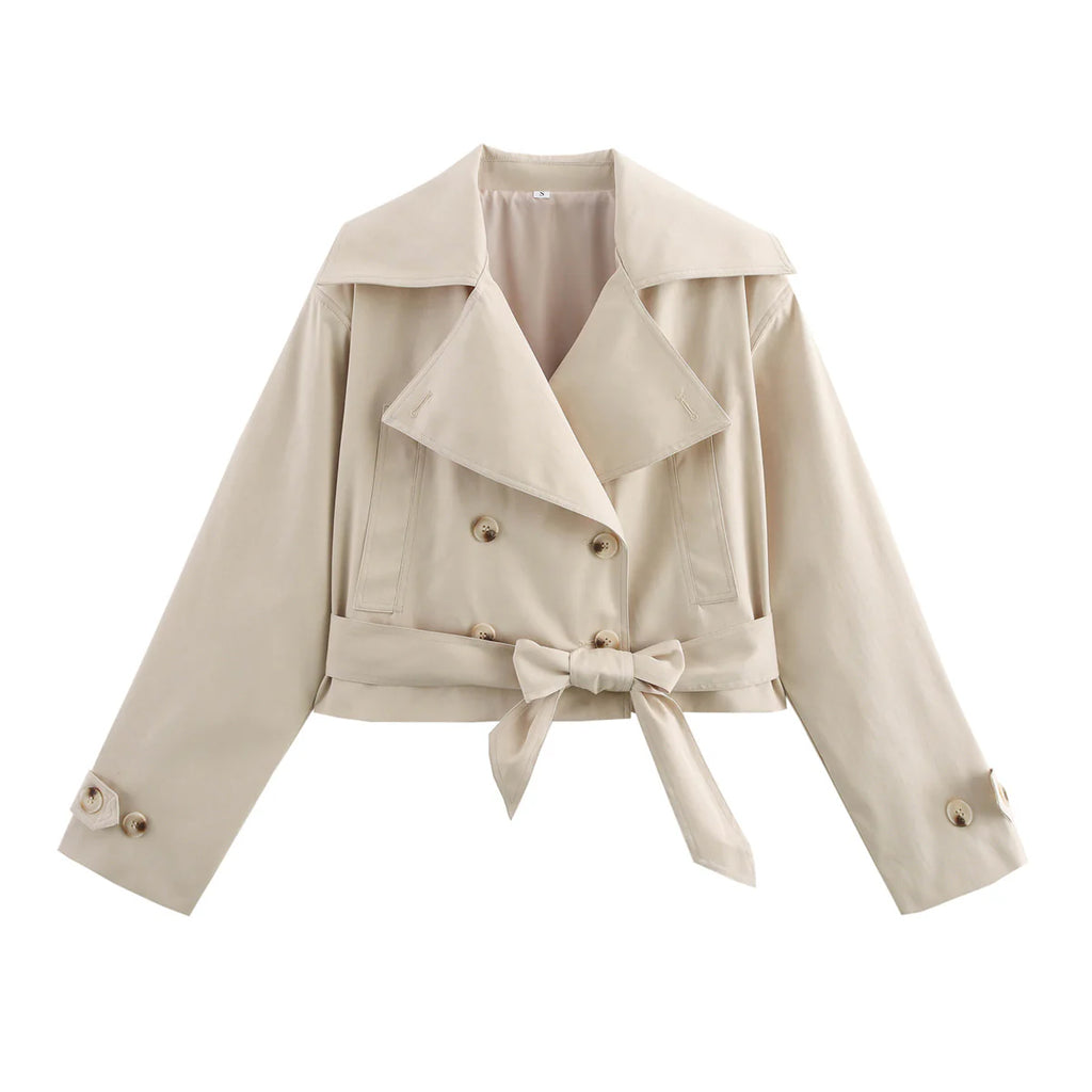 Élina – Damen Trenchjacke Kurz in Beige, Schwarz, Dunkelblau & Braun