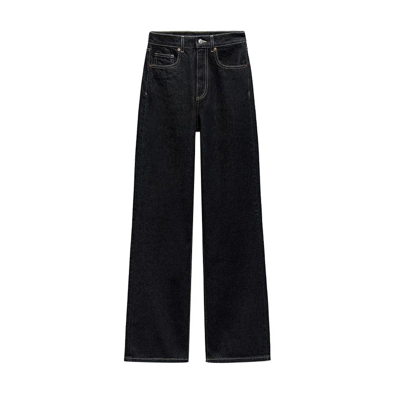 Damen Jeans Set dunkelblau – Kurze Denim Jacke & Wide-Leg Hose