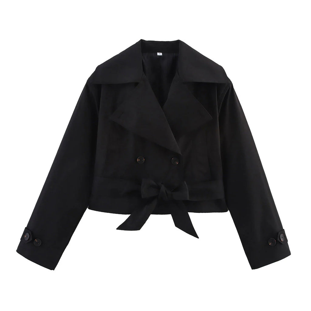 Élina – Damen Trenchjacke Kurz in Beige, Schwarz, Dunkelblau & Braun