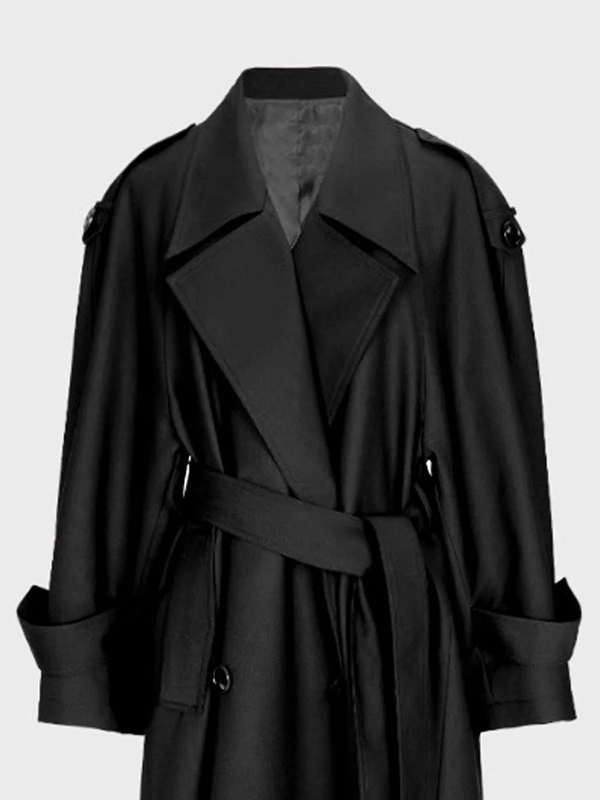 Aria – Damen Trenchcoat Lang mit Bindegürtel in Schwarz & Braun