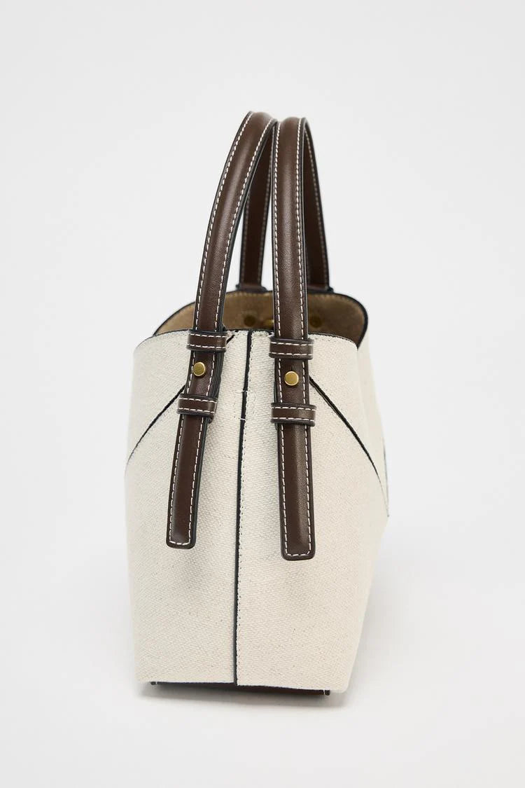 Isabelle – Canvas Handtasche Damen mit Lederdetails & Schulterriemen