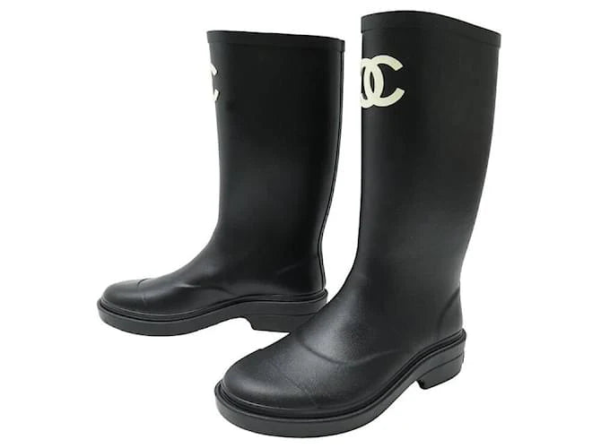Schwarze Damen Gummistiefel mit Weißem Logo-Detail