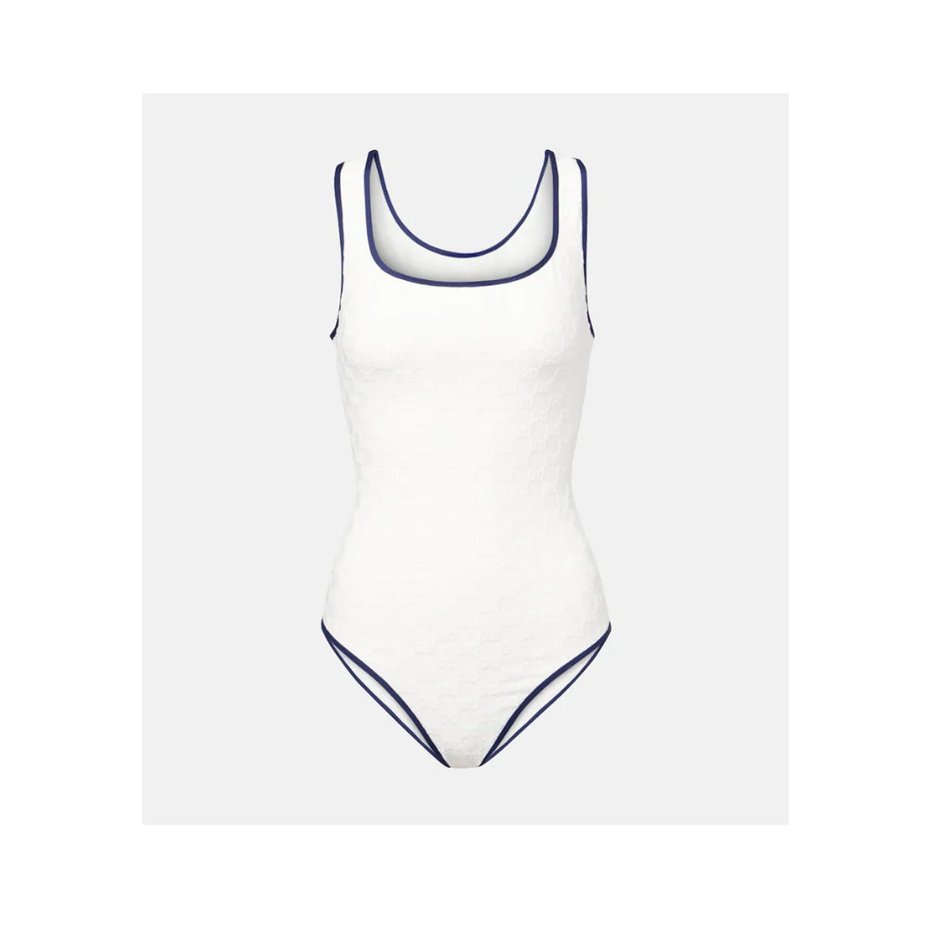 Ivy Eleganter Damen Bodysuit Weiß mit Schwarzen Trägern