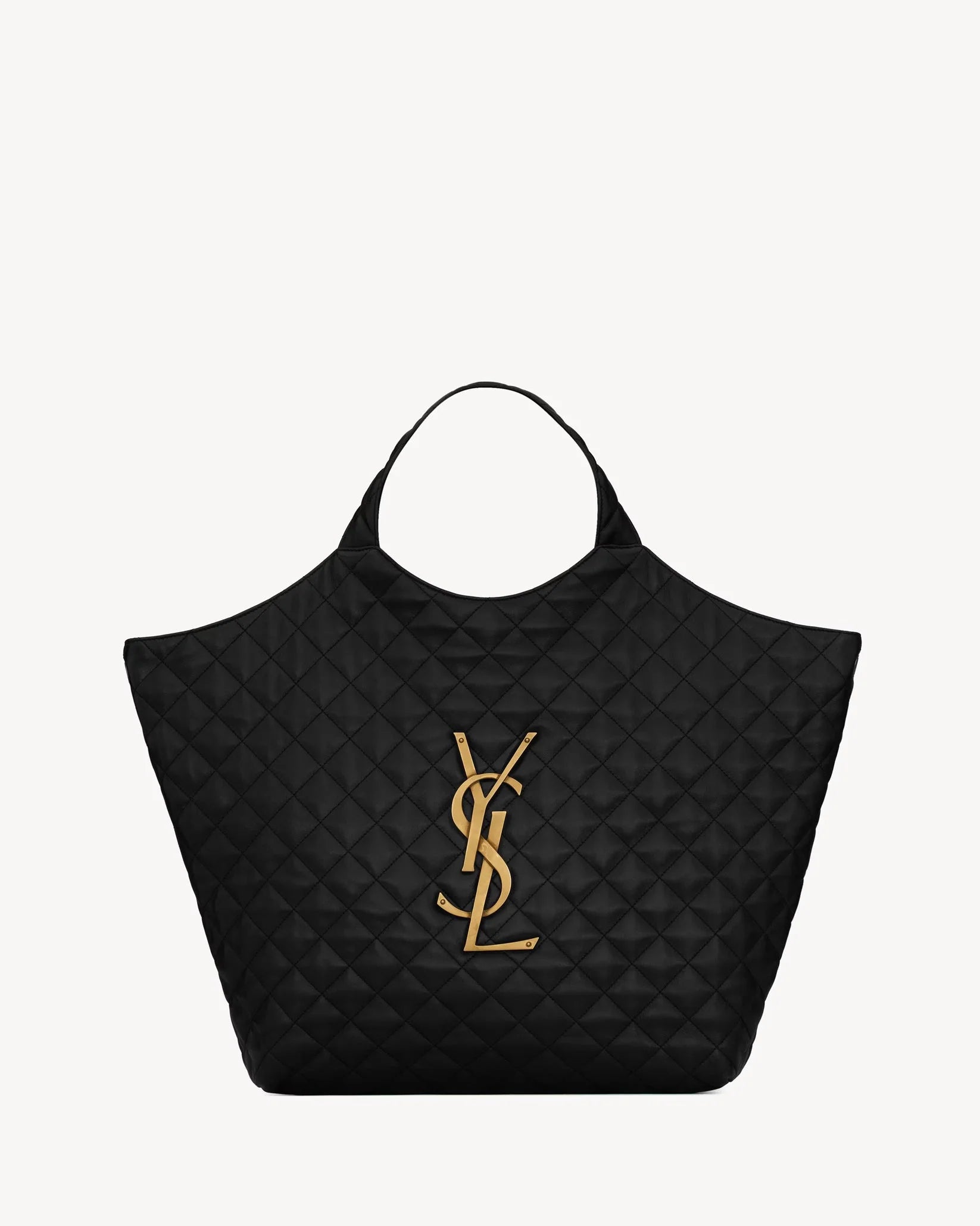 Luxus Tote Bag Damen – Gesteppt in Schwarz & Beige mit Logo-Detail