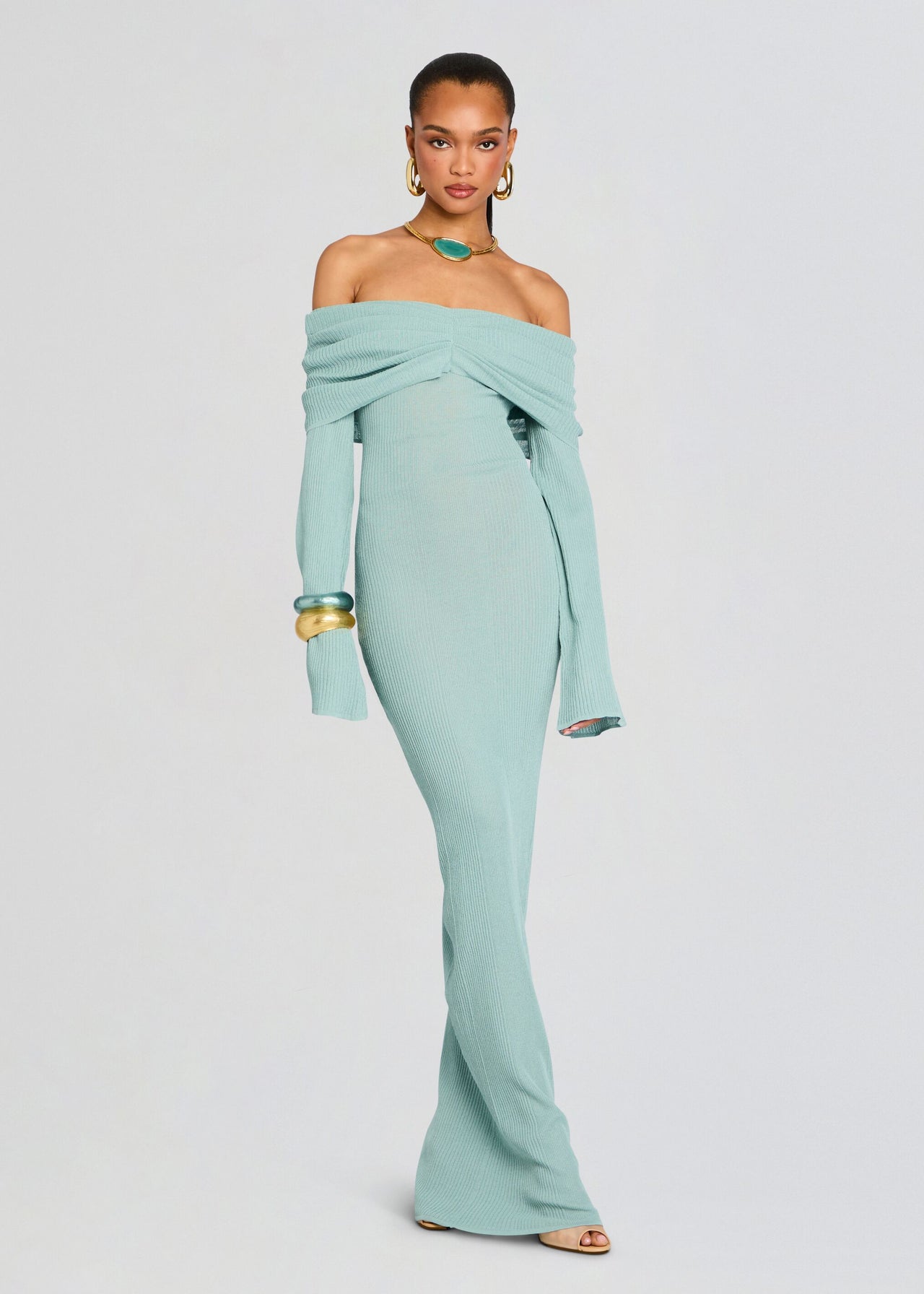 Sage Ribbed Maxikleid