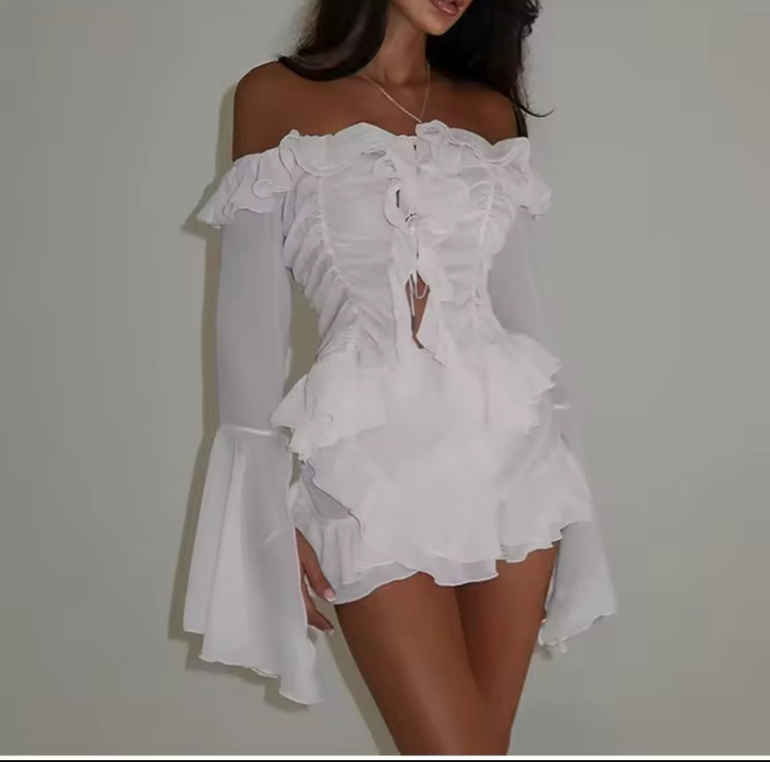 Luna Amour - Elegantes & verführerisches Rüschen Set in Weiß und Rosa