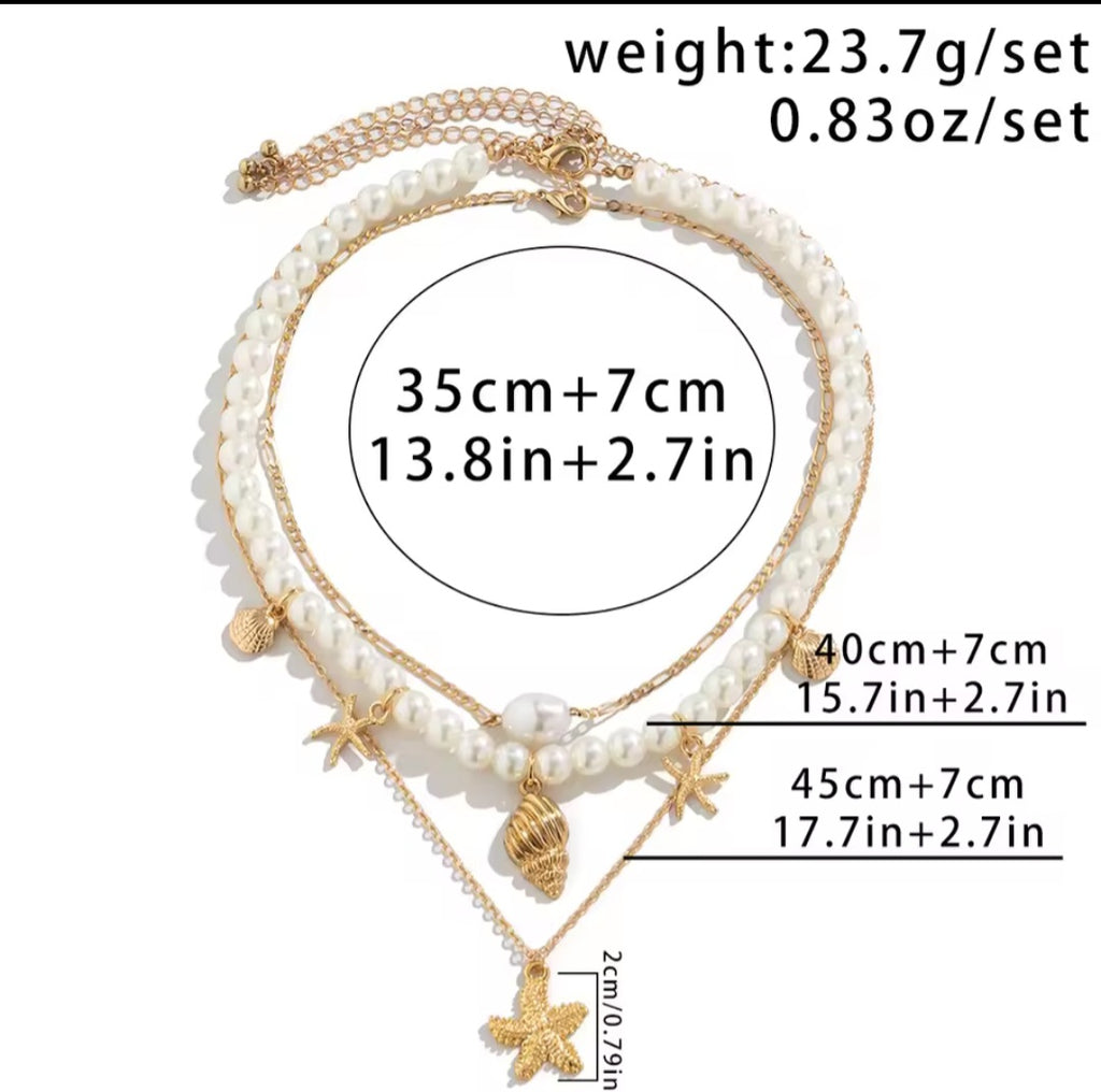 Sea Breeze- Mehrlagige Kette mit Anhängern