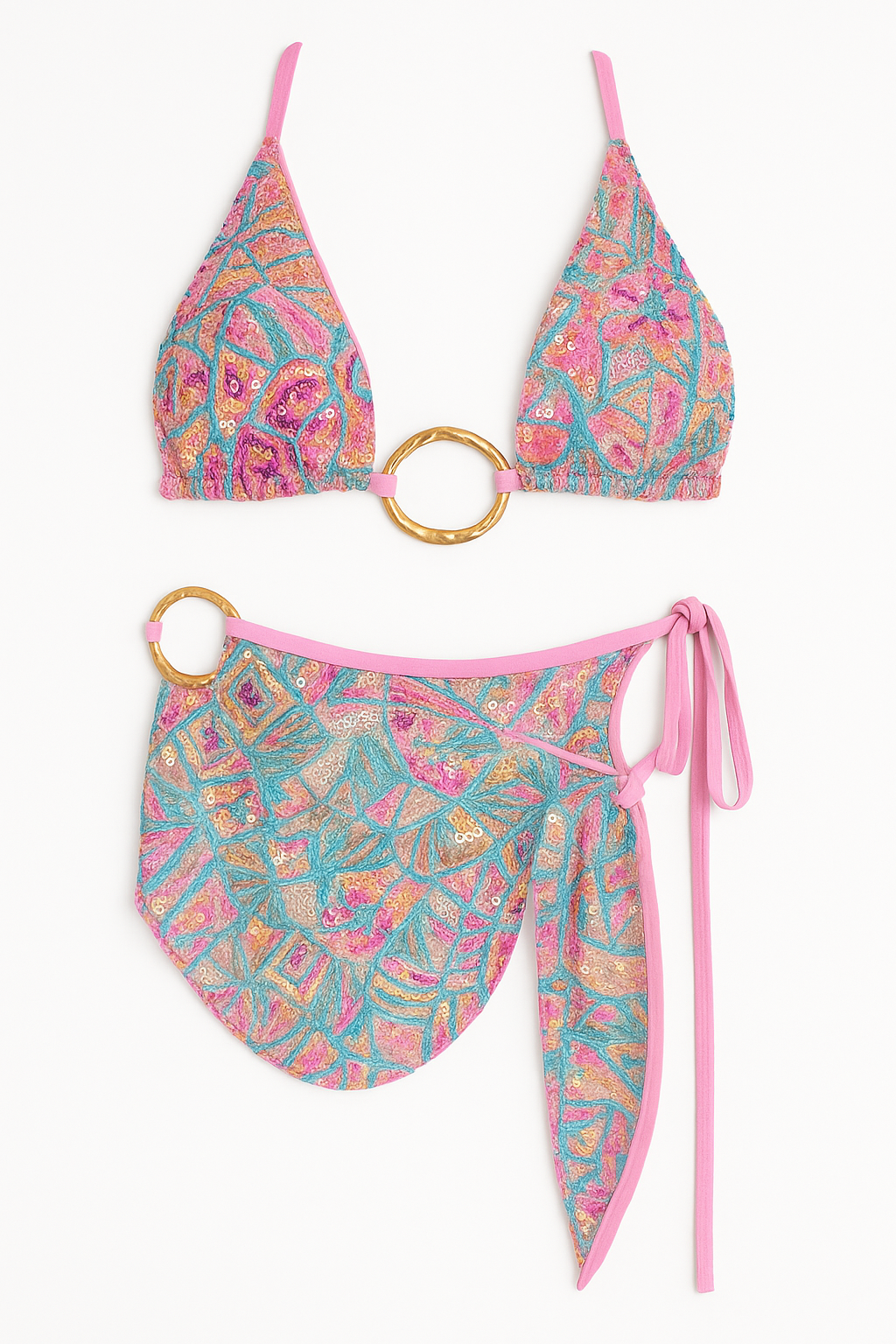 Ibiza Glam Beach Look 3 teilige Bikini Set