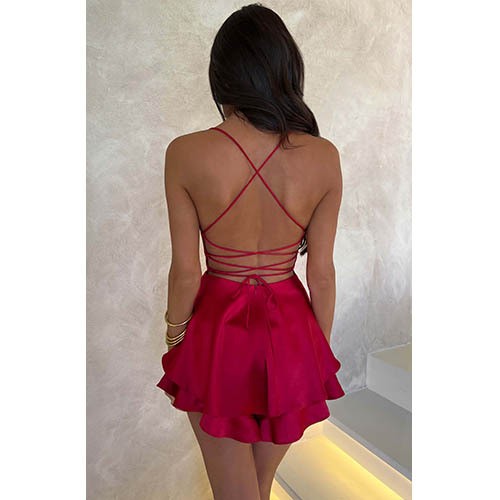Satin Minikleid „Sophia“ – Weiß, Schwarz, Rot, Rosa & Braun