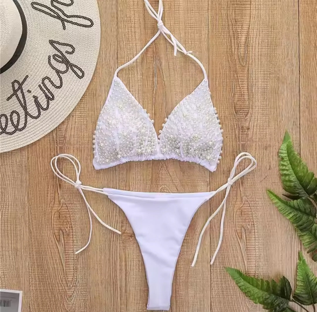 Pearl Luxe Bikini – Triangel-Bikini mit edlen Perlen in 4 Farben