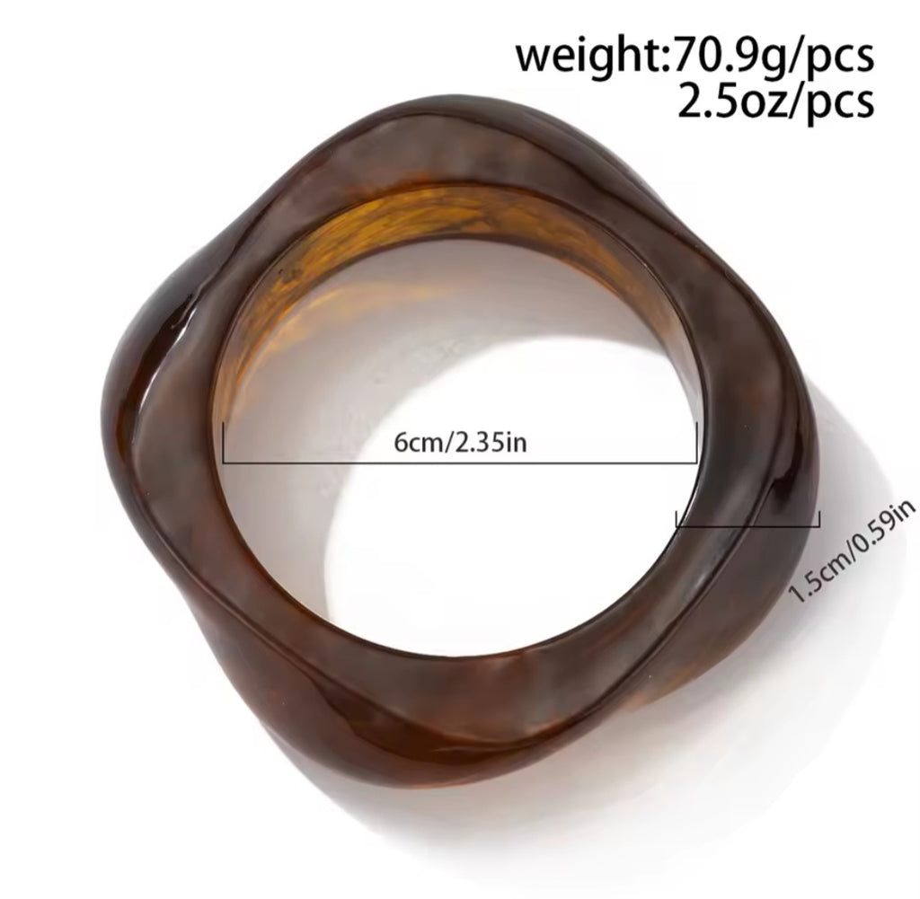 LUMA Curves – Chunky Resin Armreifen in Bernstein, Elfenbein & Mokka