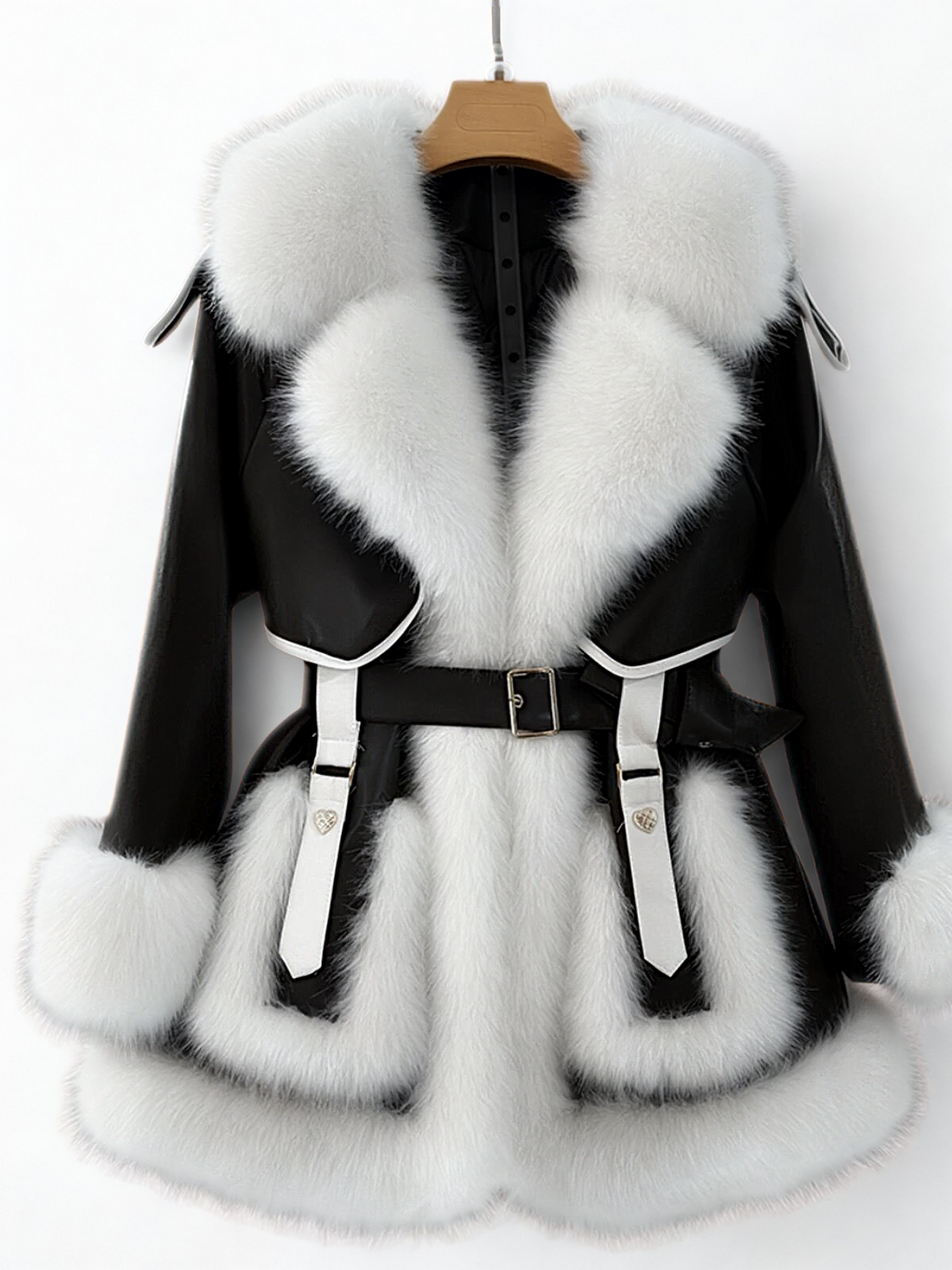 Luxuriöser Wintermantel mit Kunstpelz – Tailliert & Elegant