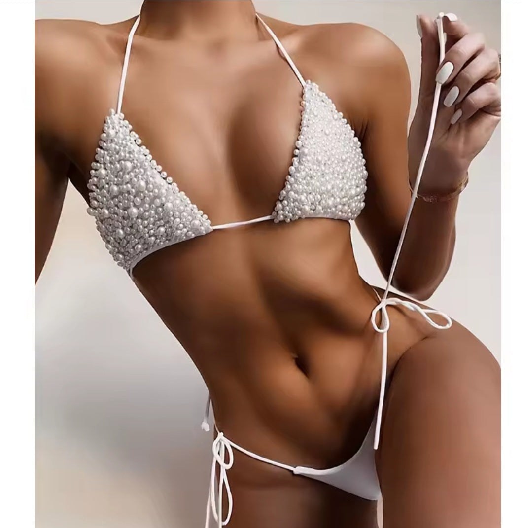 Pearl Luxe Bikini – Triangel-Bikini mit edlen Perlen in 4 Farben