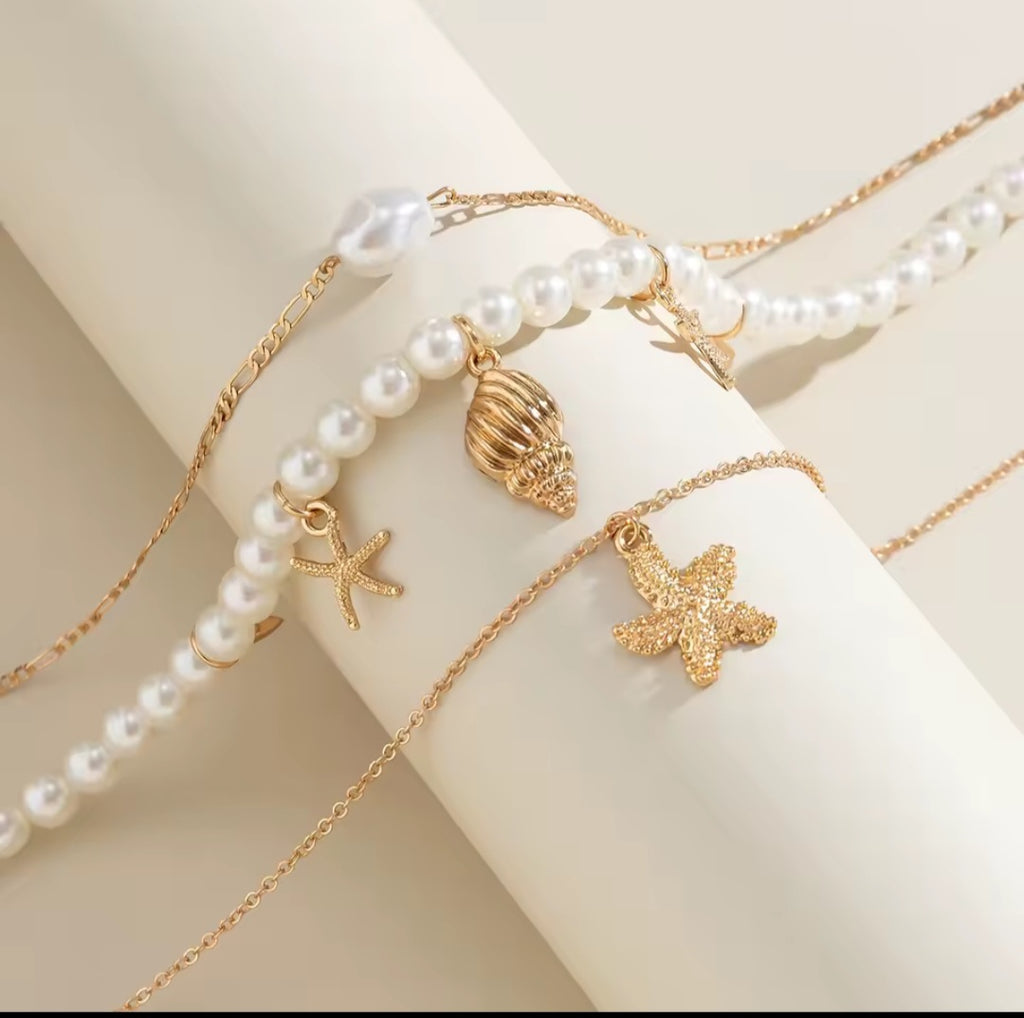 Sea Breeze- Mehrlagige Kette mit Anhängern