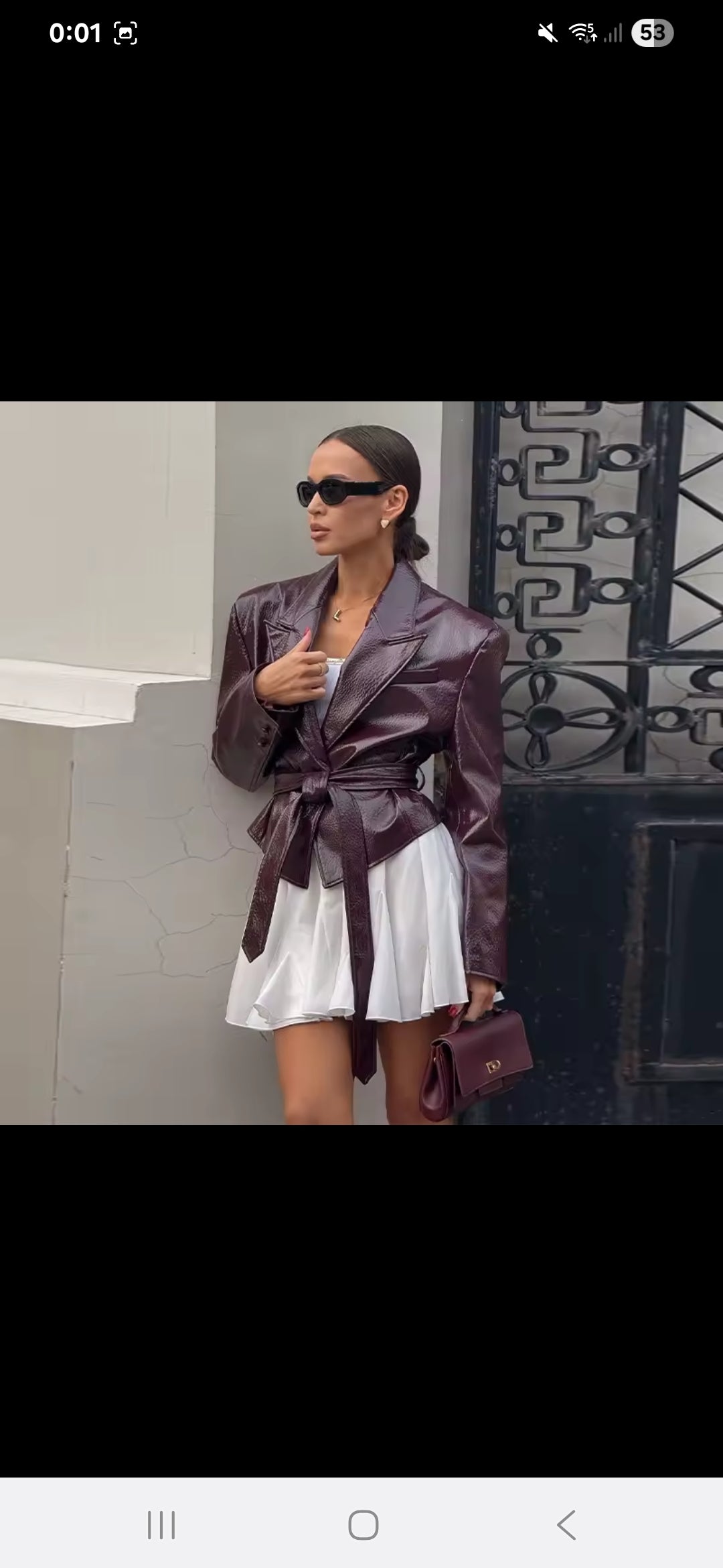 Luxe Damen Lederblazer mit Bindegürtel – Elegante Jacke