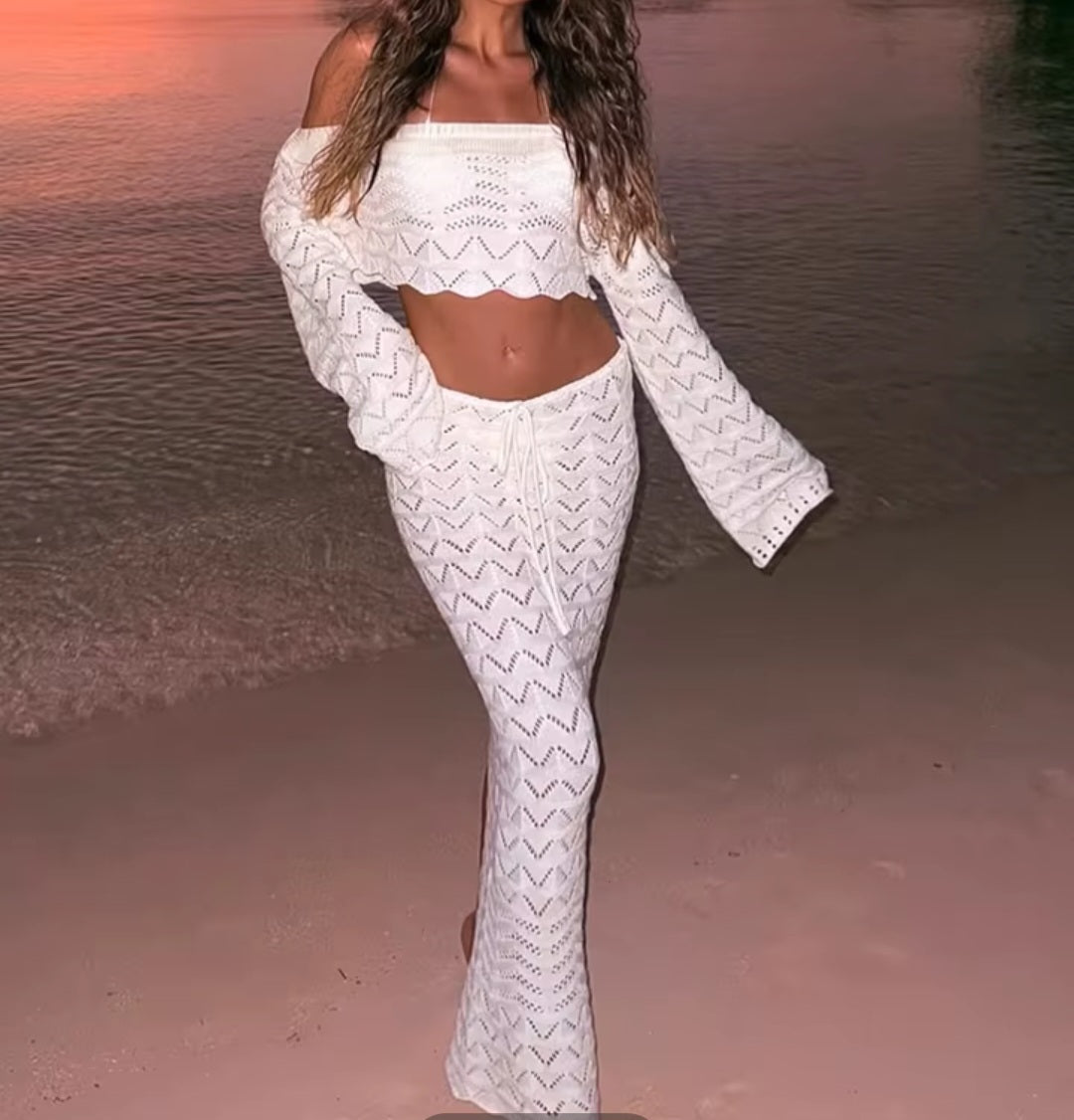 Solea Crochet Set – Zweiteiler im Boho-Stricklook für Strand & Sommer